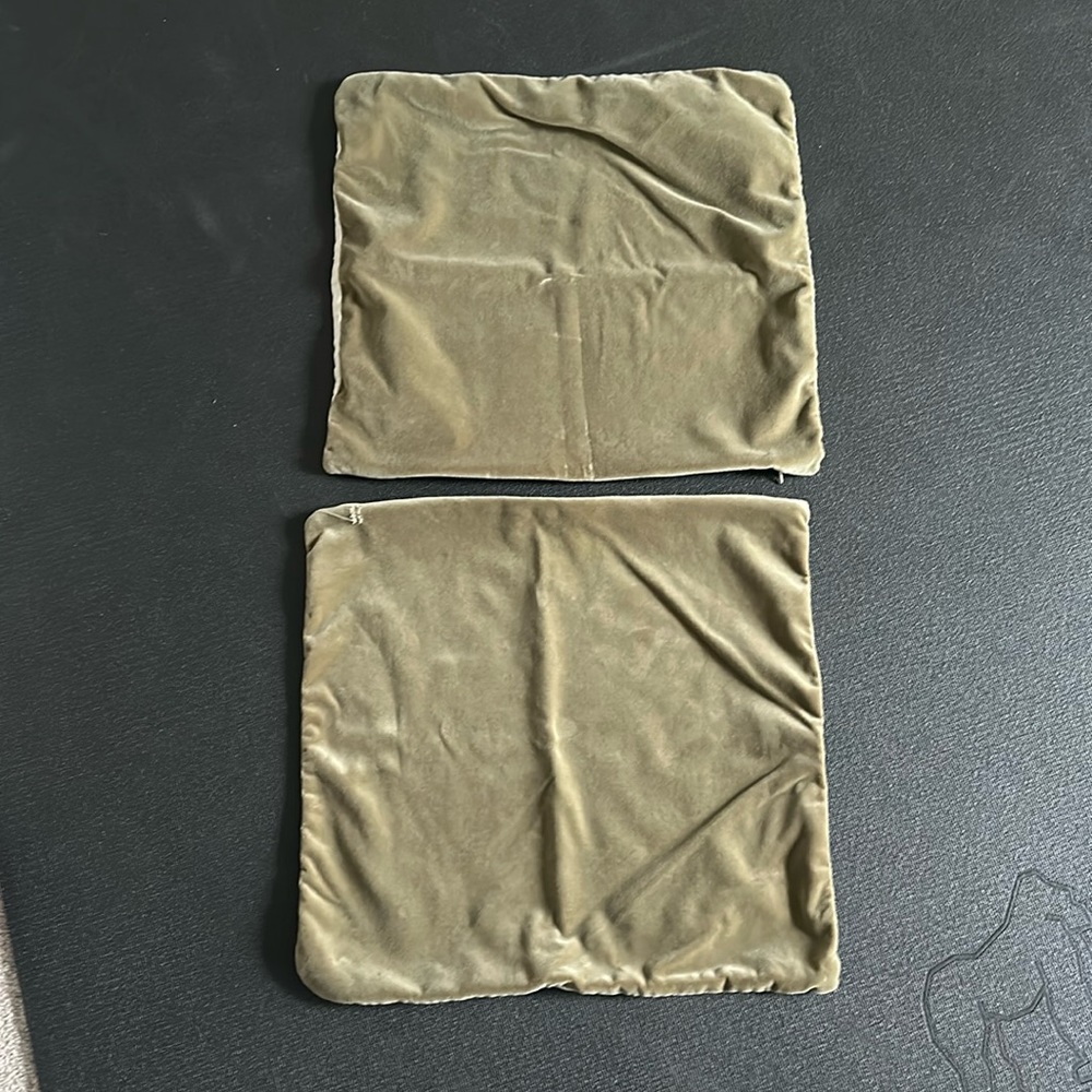 Two pottery barn, velvet pillow covers with zippers
